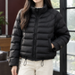 Quilted Jacket Duck Down Cropped with High Collar and Drawcord Hem