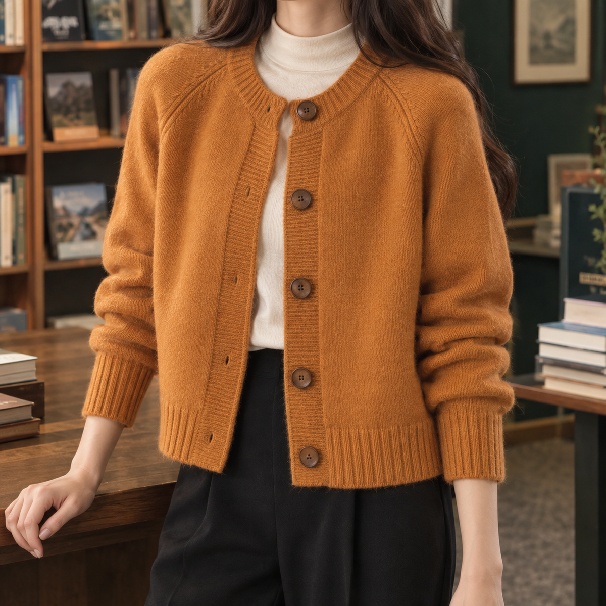 Textured Round Neck Cardigan