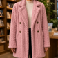 Coat Polyester Longline with Raised Cable Texture and Notched Lapels