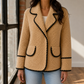 Jacket Borg Fleece Relaxed with Contrast Trim and Wide Notched Lapels