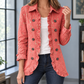 Ruffle Jacket Polyester Hip-Length with Turn-Down Collar