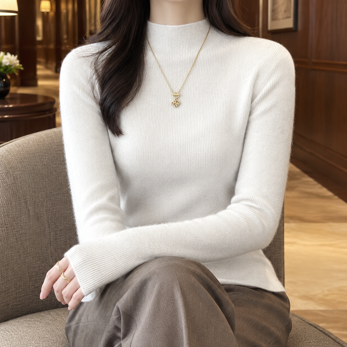 Cashmere-Feel Ribbed Jumper