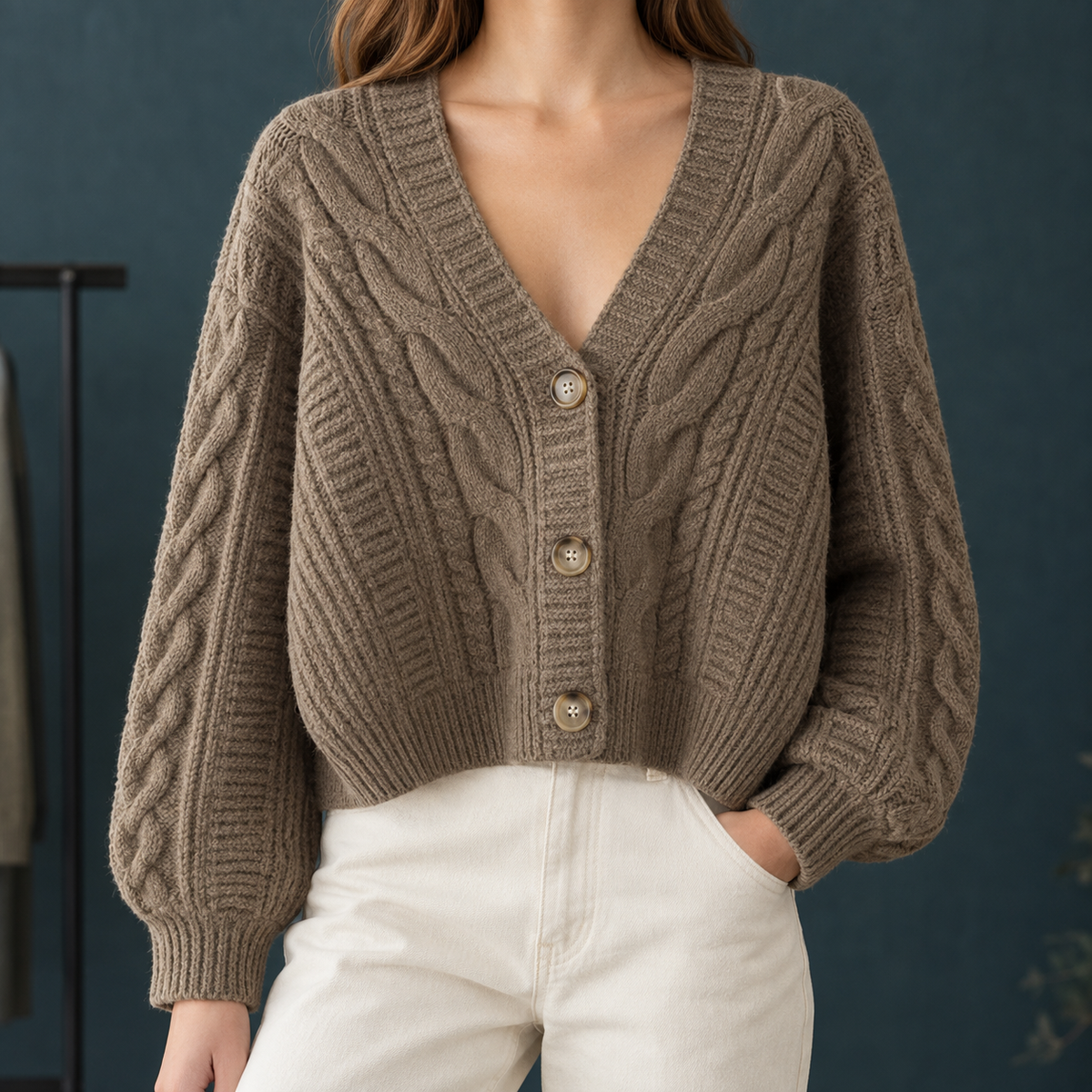 Relaxed Cable Knit Cardigan