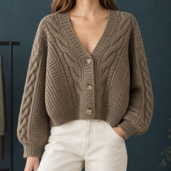 Relaxed Cable Knit Cardigan