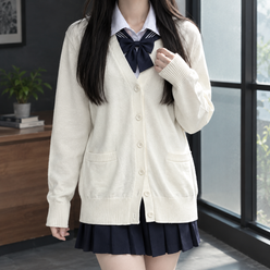Cotton-Blend V-Neck Button Cardigan