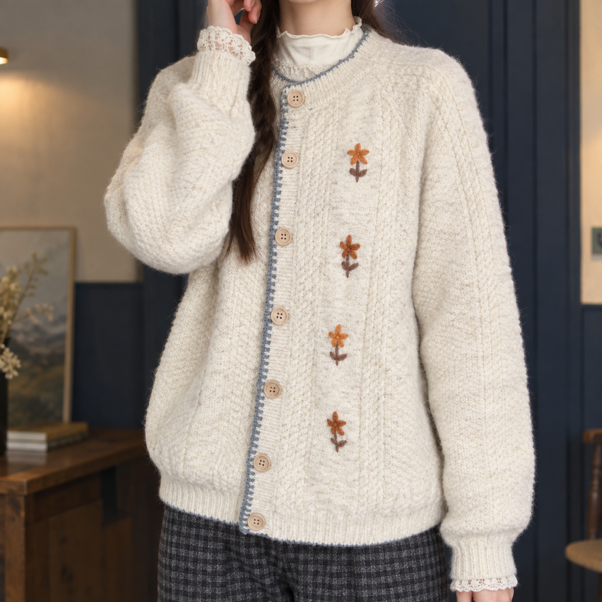 Floral Cotton-Blend Cardigan