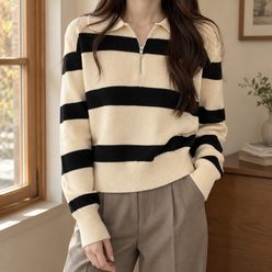 Striped Half-Zip Jumper