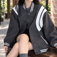 Varsity Jacket Polyester Oversized with Snap Front and Appliqué Panels