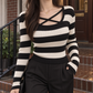 Ribbed Contrast Neck Jumper
