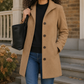 Coat Polyester Straight Cut Mid-Length with Notched Lapels