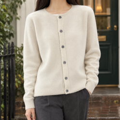 Soft Wool Button-Front Cardigan