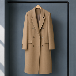 Blazer Polyester Longline Double-Breasted with Broad Peak Lapels