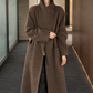 Coat Wool-Rich Blend Asymmetric Wrap Front with Stand Collar