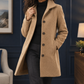 Coat Polyester Mid-Thigh Single-Breasted with Notched Collar