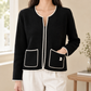 Cropped Contrast Trim Cardigan