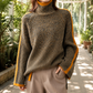 Contrast Roll Neck Jumper with Oversized Sleeves