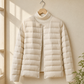 Quilted Jacket Cashmere-Feel with Round Neckline and Tonal Snap Front