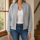 Jacket Polyester Raised Geometric Texture with Full Zip, Ribbed Trim