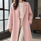 Coat Wool Blend Double-Breasted Long Loose with Notched Lapels