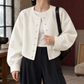 Jacket Polyester Cropped with Round Neckline and Snap Front