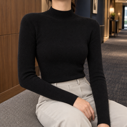 Fine Rib Mock Neck Jumper