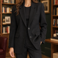 Blazer Polyester Tailored with Notched Lapels and Two-Button Front