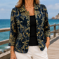 Jacket Polyester Baroque Gold Scrollwork with Open Front