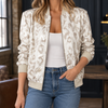 Bomber Jacket Polyester Glossy Metallic with Zip Front and Ribbed Trim