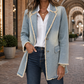 Blazer Washed Denim Oversized Longline with Frayed Edges