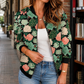Jacket Polyester Printed Relaxed Hip-Length with Open Zip Front