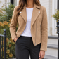 Biker Jacket Faux Suede Hip-Length with Asymmetric Zip and Silver Trim