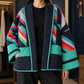 Patchwork Jacket Polyester Diamond-Quilted with Open Front
