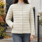 Quilted Jacket Polyester Lightweight with Round Neckline and Snaps