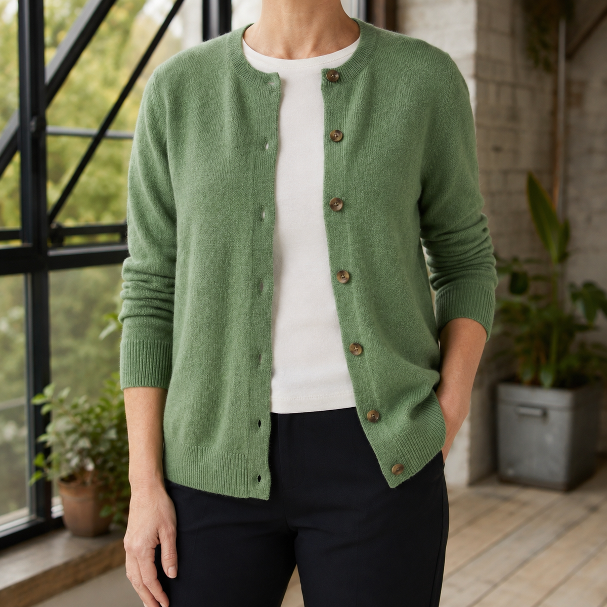 Buttoned Soft Knit Cardigan