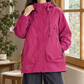 Hooded Utility Jacket Cotton Blend with Drawcord and Four Pockets