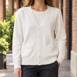 Cotton-Blend V-Neck Relaxed Cardigan