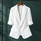 Blazer Polyester Tailored with Notched Lapels and Turned-Back Cuffs