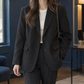 Blazer Polyester Relaxed Tailored with Single-Breasted Front and Cuffs