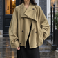 Jacket Cotton Blend Double-Breasted Oversized with Asymmetric Flap