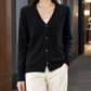 Fine Wool V-Neck Cardigan with Easy Drape