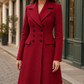 Overcoat Polyester Double-Breasted Maxi with Defined Waist