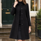 Coat Polyester A-Line Mid-Length with Lapel Collar and Single Breast