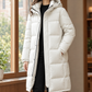 Hooded Jacket Cashmere-Feel Longline Padded with Zip and Snap Closure