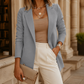 Blazer Polyester Regular Fit with Notched Lapel and Open Front