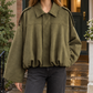 Bomber Jacket Faux Suede Oversized with Batwing Sleeves and Zip