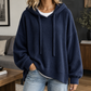 Ribbed Roomy Hoodie with Dropped Shoulders