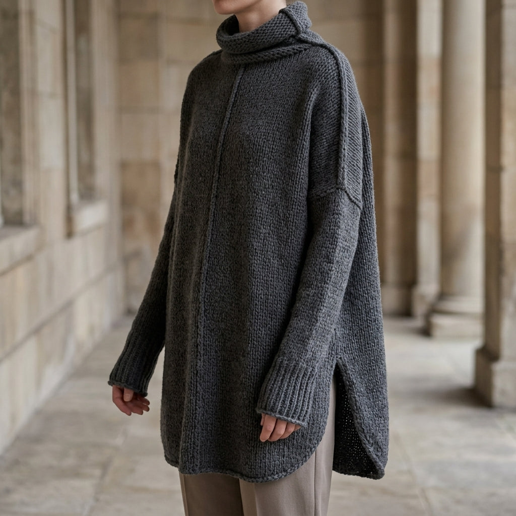 Cashmere-Feel Stacked Collar Jumper