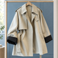 Overcoat Cotton Blend Belted with Oversized Collar and Turn-Back Cuffs