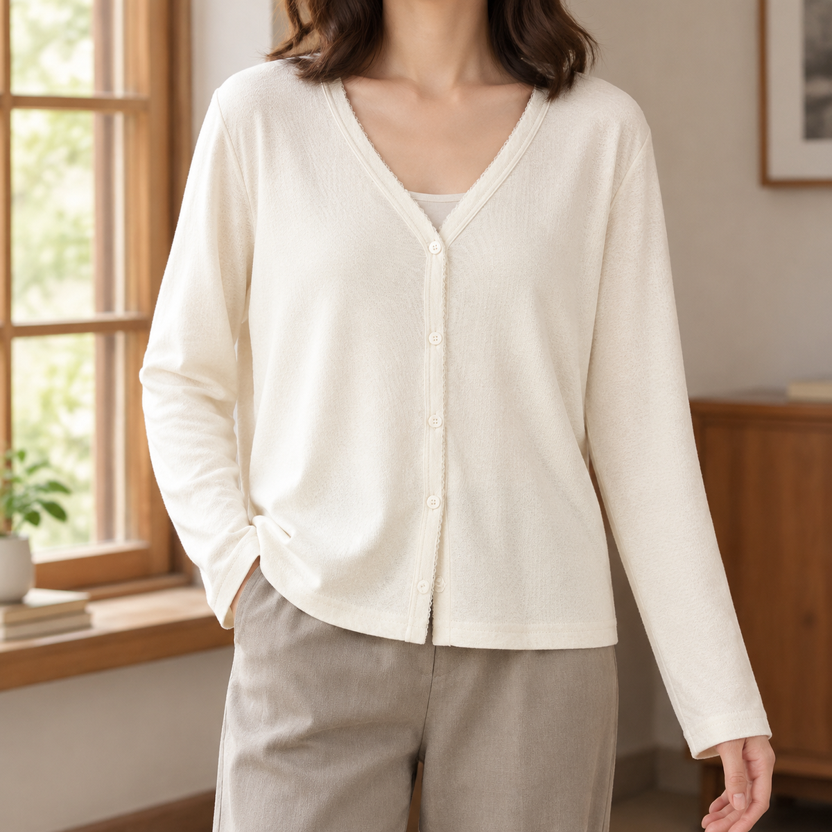 Lightweight Button-Front Cardigan