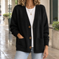 Ribbed V-Neck Cardigan with Dropped Shoulders